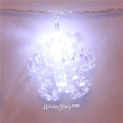 Светодиодная гирлянда Прищепки Снежинки 4 м, 20 холодных белых ламп, прозрачный ПВХ, IP20 (Serpantin)