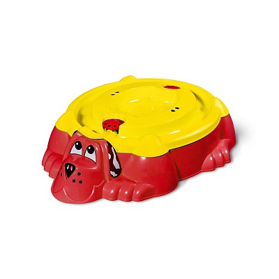 Песочница KIDS  Собачка с крышкой 432, красный/желтый