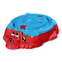 Песочница KIDS Собачка с крышкой 432, красный/голубой