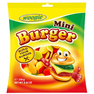 Жевательные конфеты с фруктовым вкусом Woogie Mini Burger (Мини-бургеры) 250 гр