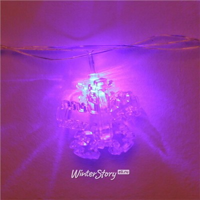Светодиодная гирлянда Прищепки Снежинки 4 м, 20 разноцветных ламп, прозрачный ПВХ, IP20 (Serpantin)