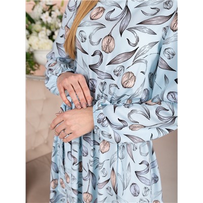 АР-2023-023-147 Платье на резинке с поясом бутоны Anna Ricco розово-голубой