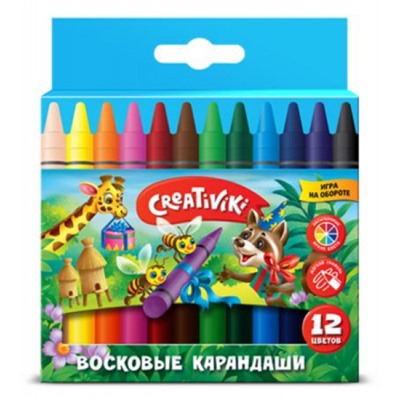 Карандаши восковые 12цв КВ12КР Creativiki