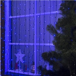 Гирлянда «Занавес» 2 × 3 м, IP44, УМС, тёмная нить, 760 LED, свечение синее, 220 В, УЦЕНКА