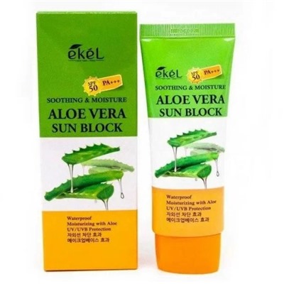 Ekel Крем для лица и тела солнцезащитный с экстрактом алоэ - Aloe vera sun block SPF50/PA+++, 70мл