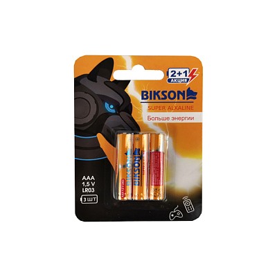 Батарейка BIKSON LR03-3BL,1,5V,ААA, 3шт, блистер LR03,арт.BN0546-LR03-3BL (цена за 1 шт.)