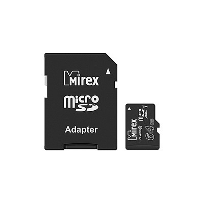 Карта памяти microSDХC с адаптером MIREX  64GB (UHS-I, class 10)