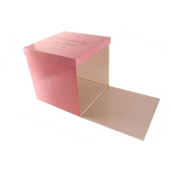 Коробка для цветов Куб 40x40x40 розовая для сюрприза