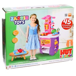 Кухня игровая Hut Kitchen, с набором, 45 предметов, цвет фиолетово-розовый, уценка