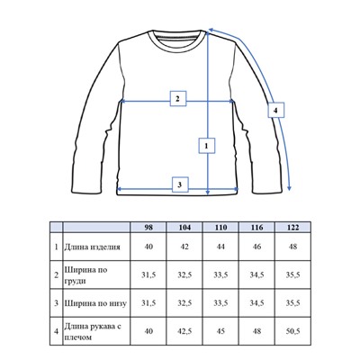 Фуфайка трикотажная для мальчиков (футболка с длинными рукавами)