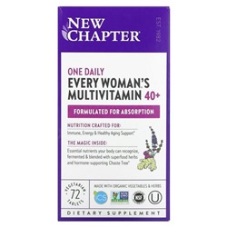 New Chapter, 40+ Every Woman's One Daily, витаминный комплекс на основе цельных продуктов для женщин старше 40 лет, 72 вегетарианские таблетки