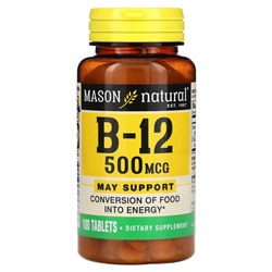 Mason Natural, Витамин B-12, 500 мкг, 100 таблеток