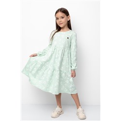 Платье  для девочки  К 5770/пастельный зеленый,веточки
