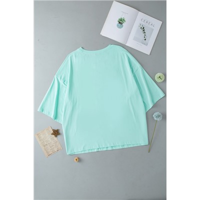 Moonlight Jade Colorblock Star Patch Plus Size Tunic