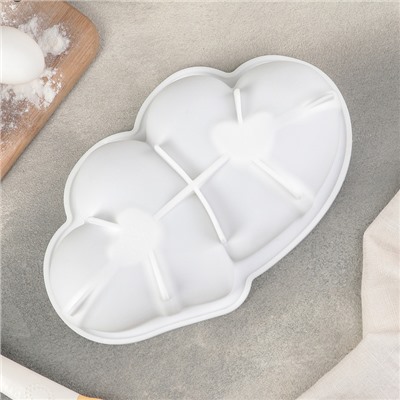 Форма для муссовых десертов и выпечки Доляна «Влюблённые сердца», силикон, 27×17 см, цвет белый