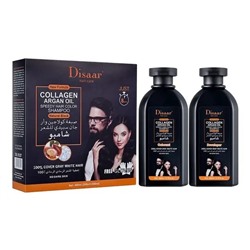 DISAAR  Набор Оттеночный COLLAGEN Argan Oil (Краситель + Шампунь-Проявитель) Закрашивающий седину ЧЕРНЫЙ (Natural Black)  200мл*2  (DS-5127)