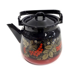 Чайник для плиты 3,5л эмаль С2716.8 сфер. декор красно-черный с петлей