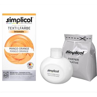 Краска для окрашивания Текстиля Simplicol INTENSIV ОРАНЖЕВАЯ (Mango Orange) 150 мл + 400 г. фиксатор, 1802