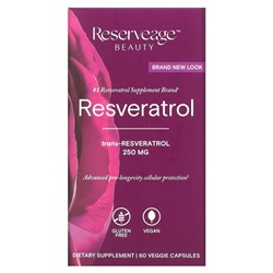 ReserveAge Nutrition, ресвератрол, 250 мг, 60 растительных капсул