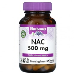 Bluebonnet Nutrition, NAC, 500 мг, 30 растительных капсул