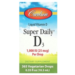 Carlson Labs, Super Daily D3, 1000 МЕ, 10,3 мл (0,35 жидк. унции)