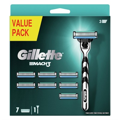 Gillette станок Mach 3  (Станок + 7 кассет)