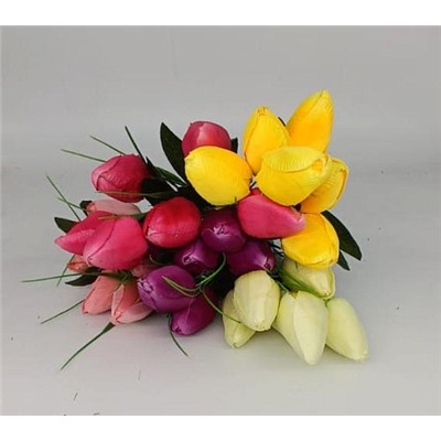 Цветы искусственные декоративные Тюльпаны 6 бутонов + осока 30 см