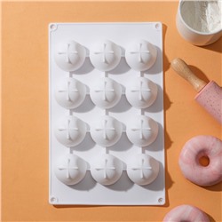 Форма силиконовая выпечки и муссовых десертов Доляна «Бабл», 29×18×3 см, 12 ячеек, 5×4,5 см, цвет белый