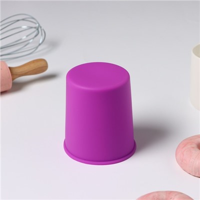Форма силиконовая для выпечки Доляна «Кулич», внешний диаметр 9 см, внутренний диаметр 8 см, цвет фиолетовый