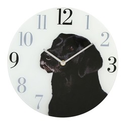 Настенные часы Лабрадор черный стеклнные 30 см