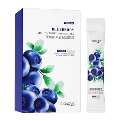 Набор увлажняющих ночных масок-желе с черникой BIOAQUA Blueberry Arbutin Moisturizing Mask, (4мл*20шт)