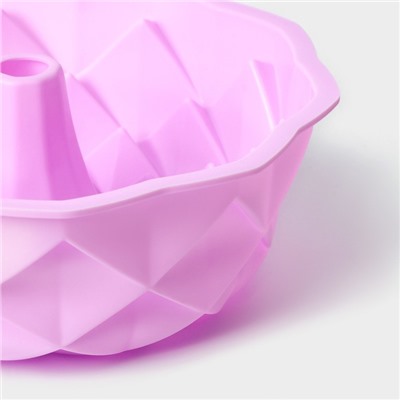 Форма для выпечки Доляна «Ромбовидная», силикон, d=23 см, внутренний d=21 см, цвет розовый