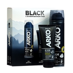 Набор подарочный мужской ARKO: Пена для бритья Black, 200 мл + Гель после бритья Black,100мл