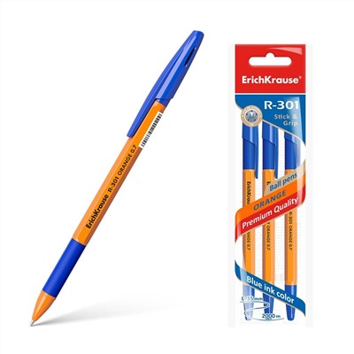 Н-р из 3 ручек R-301 Stick&Grip Orange 0.7, синий
