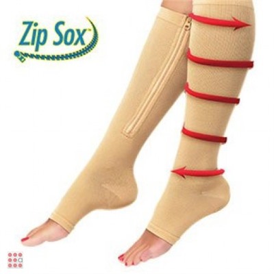 Гольфы компрессионные на молнии от варикоза ZIP SOX. БЕЖЕВЫЕ