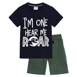 Комплект для мальчика (футболка-шорты)  4290  т.синий/хаки