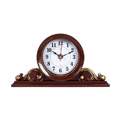 Часы настольные 26х14 см, корпус коричневый с золотом "Классика"  "Рубин"  2514-005 (10)
