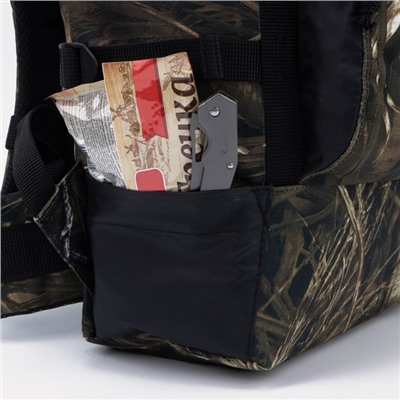Рюкзак туристический, 40 л, отдел на стяжке шнурком, 3 наружных кармана, с расширением, Huntsman, цвет камыш