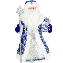 Дед Мороз 40см в синей шубе, с мешком (Т-6818) музыкальный