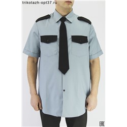 Рубашка охранника, короткий рукав, под заправку, серо-голубая