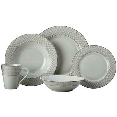 Обеденный набор "Jewel" (серый) 20пр. на 4 персоны ( 4 обед.тарелки 27см, 4 суп.тарелки 23см, 4 заку