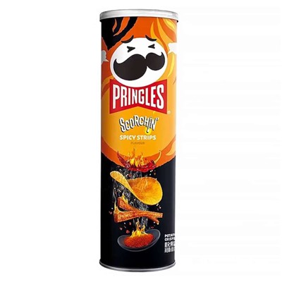 Чипсы картофельные Pringles Spicy Strips Flavour со вкусом острых мясных палочек с сычуаньским соусом 110 гр