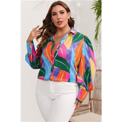 Multicolor Flora Print Plus Size Shirt