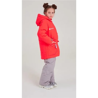 432-22з Куртка (комплект) для девочки "Лора", розовая карамель/серый