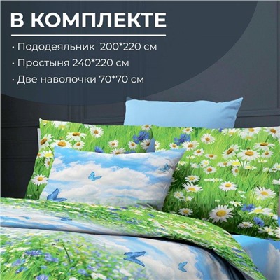Комплект постельного белья Евростандарт, бязь ГОСТ (Русское поле 3 D)