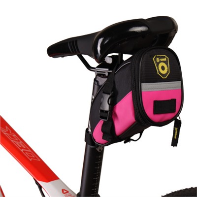 Сумка велосипедная подседельная BICYCLE SOUL, материал оксфорд 1680D, отделение на молнии, застёжка фастекс, розовая, 17х9.5х11.5см.
