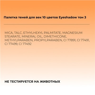 Палетка теней для век Focallure, 10 цветов, тон 3, 5 г