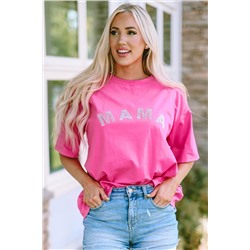 Rose Rhinestone MAMA Graphic T Shirt