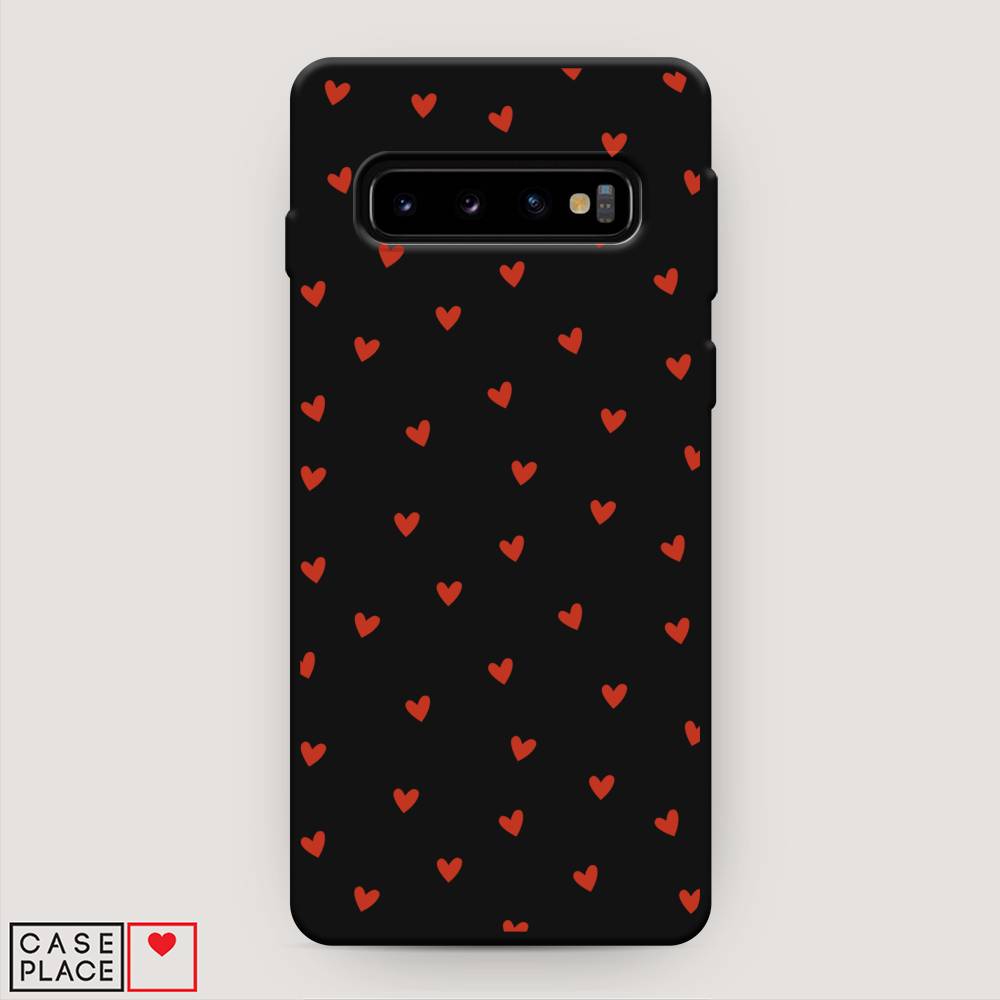 Матовый силиконовый чехол Red hearts на Samsung Galaxy S10 Plus купить,  отзывы, фото, доставка - Клуб Шопоголиков 