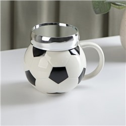 Кружка керамическая с крышкой «Футбольный мяч», 380 мл